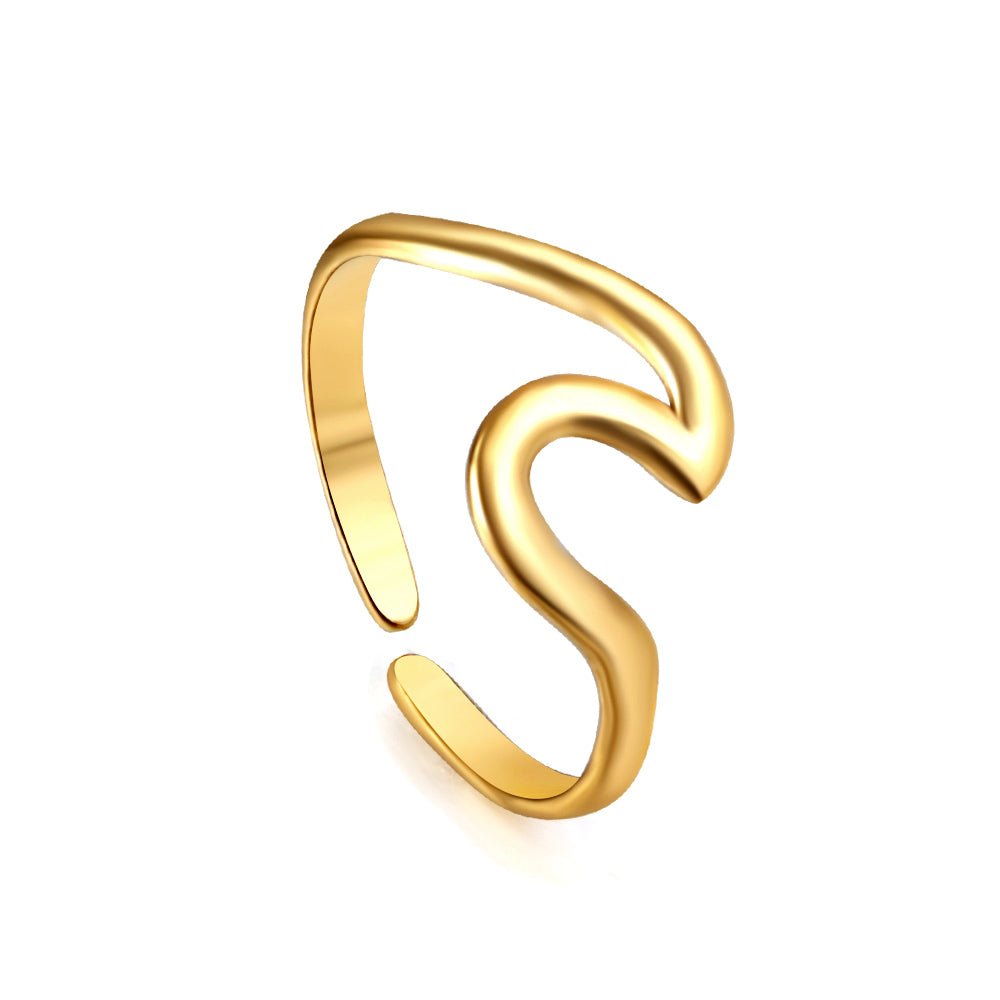 Simple and exquisite gold color love heart geometric diamond encrusted stainless steel ring asonjewelry